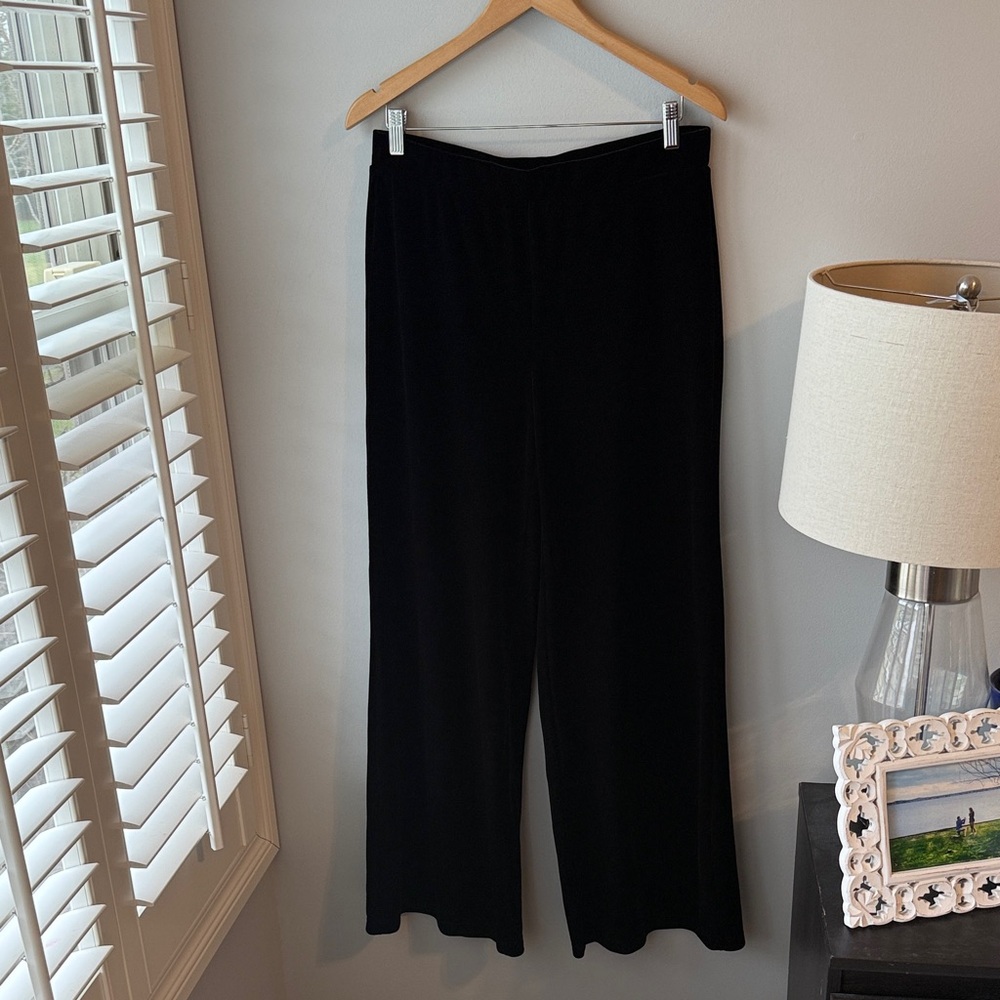 Chico's Traveller Collection Black Velvet Wide Leg Pant